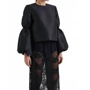 NEW MALINA cia double pouf sleeve blouse in black